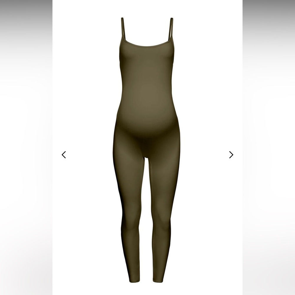 Spaghetti Strap Olive Maternity Jumpsuit